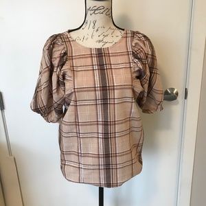 Striped Dusk Pink Puff Sleeve Top